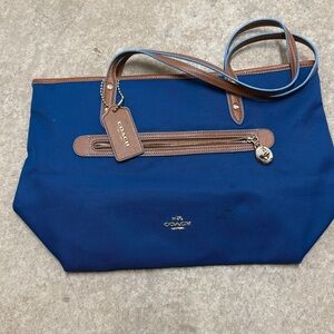 Coach Blue and Brown Tote Bag